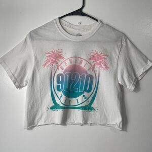 Beverly Hills 90210 T-Shirt Women's Small White Crop 90s